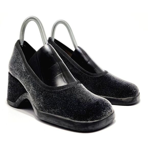 MNG by Mango Women’s Block Heel Velvet Chunky Heel Size 36/5.5 Square Toe Shoes - Picture 4 of 9